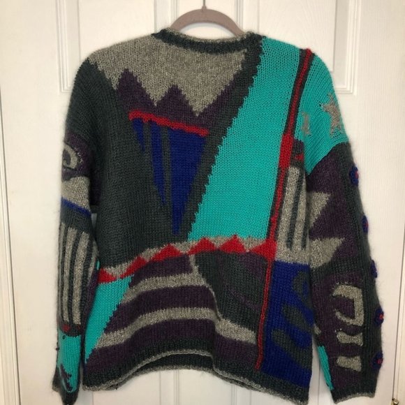 Vintage Wool Blend Printed Crewneck Sweater medium - Picture 3 of 5